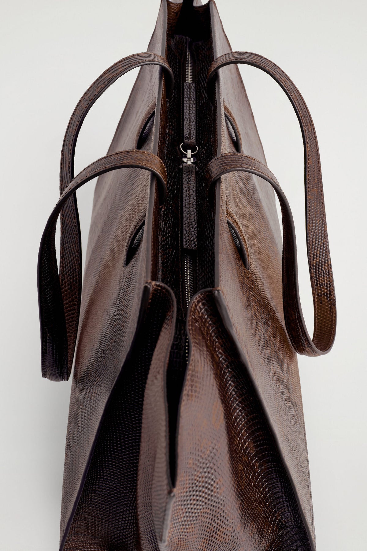 MONUMENT TOTE BAG - LEATHER — Brown dark