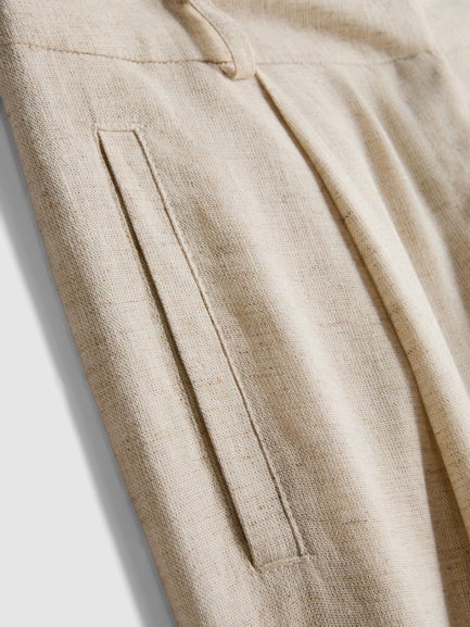 Linen Blend Wide Leg Trousers