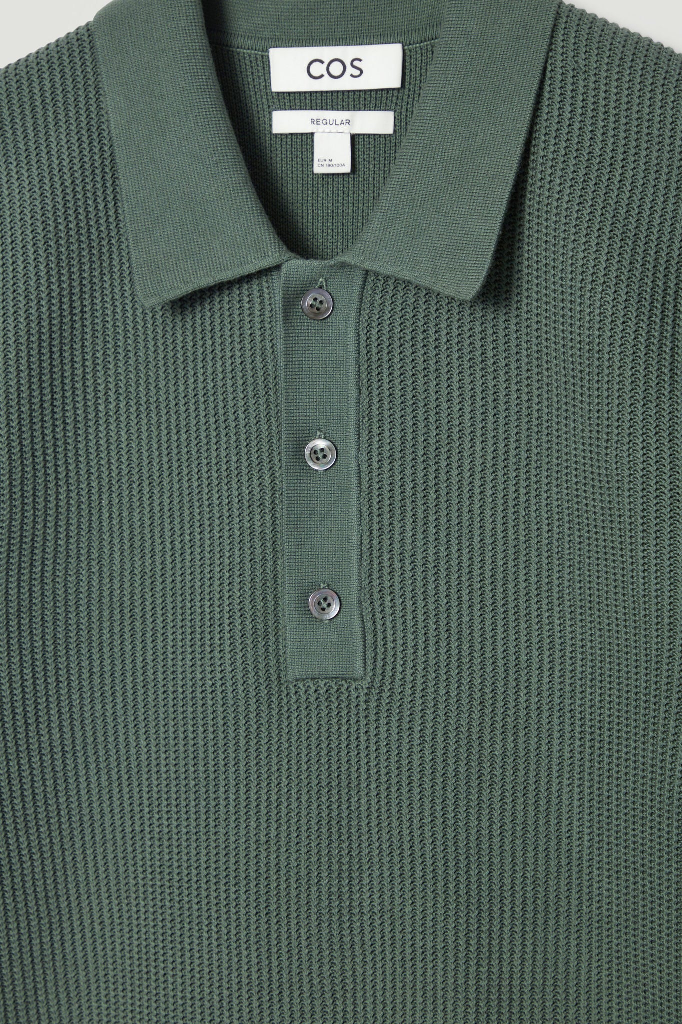 COS コス TEXTURED KNITTED POLO SHIRT ニット TEXTURED KNITTED POLO SHIRT - BLUE | COS