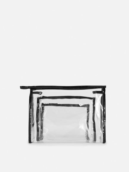 3pk Transparent Makeup Bags