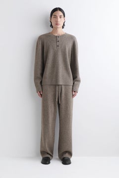 KNITTED MERINO-YAK HENLEY TOP — BEIGE DARK 3