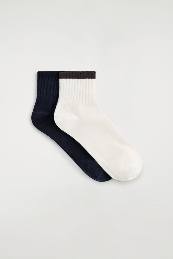 2-PACK RIBBED SPORTS SOCKS — Blue dark