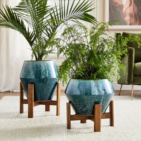 Ilya Floor Planters - Reactive Blue