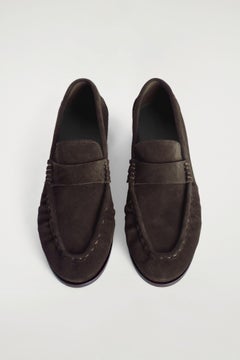 LEATHER MOCCASIN LOAFERS — BROWN 6