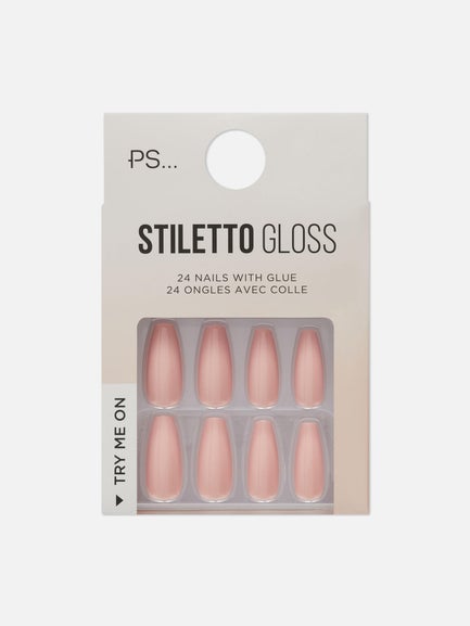 PS... Nude Stiletto Gloss False Nails