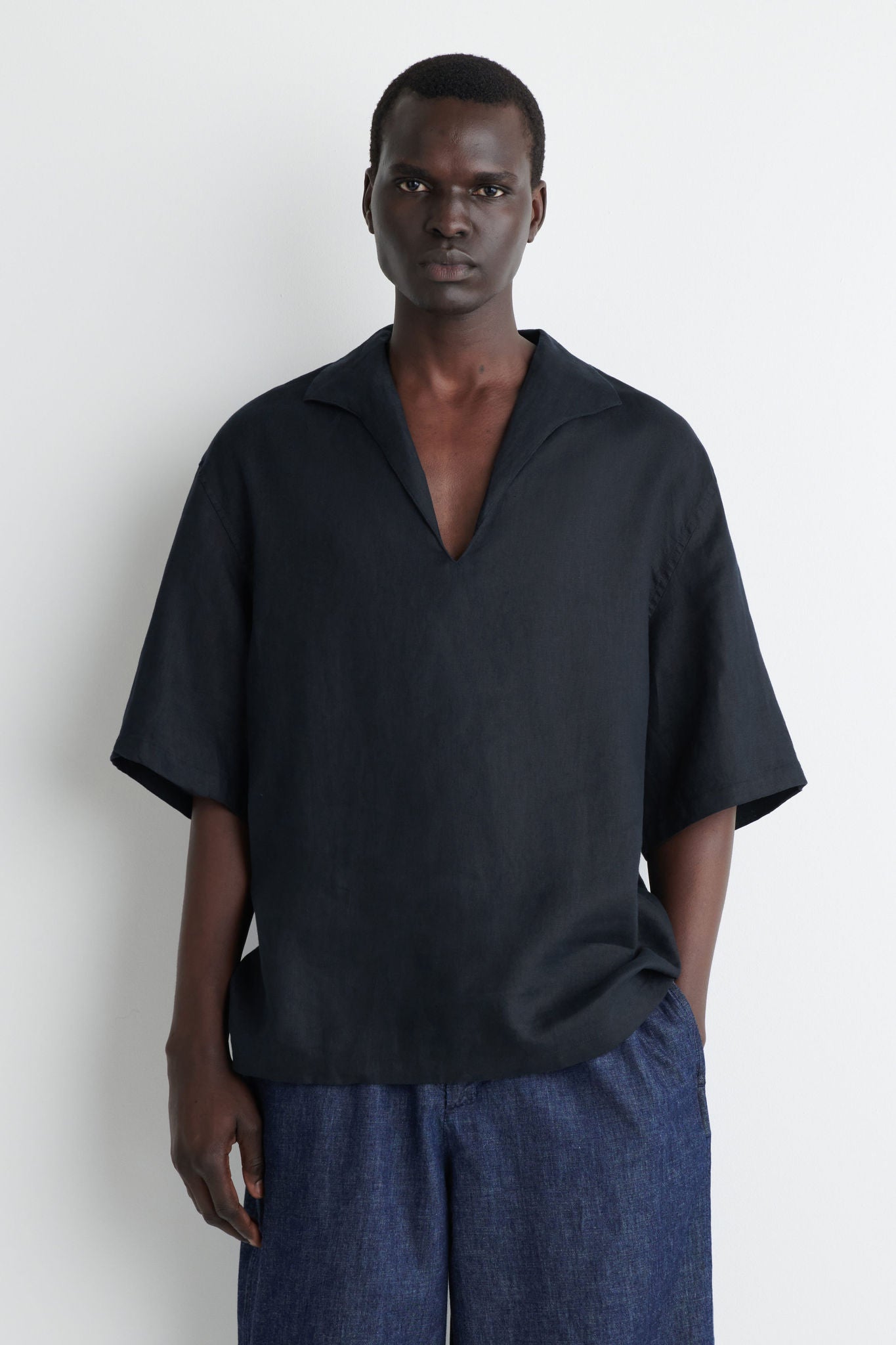 COS オープンカラーリネンシャツ opencollar linen shirt ànuke online store（アンヌーク） / Opencollar Linen