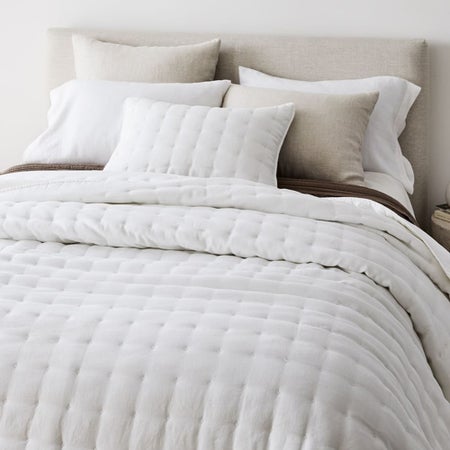 European Flax Linen Tack Stitch Quilt / Shams