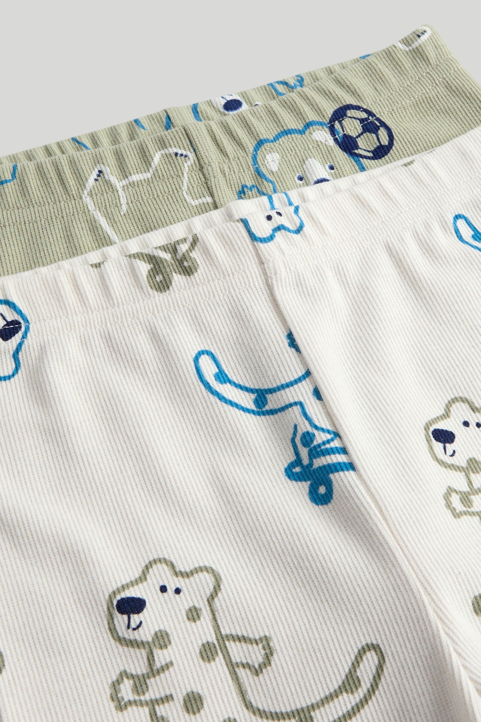 2 Pack Bear Ribbed Pyjamas