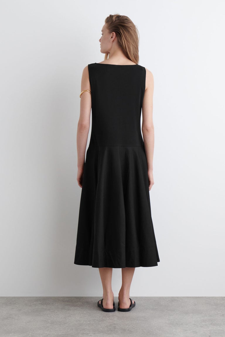BOATNECK COTTON ALINE MIDI DRESS