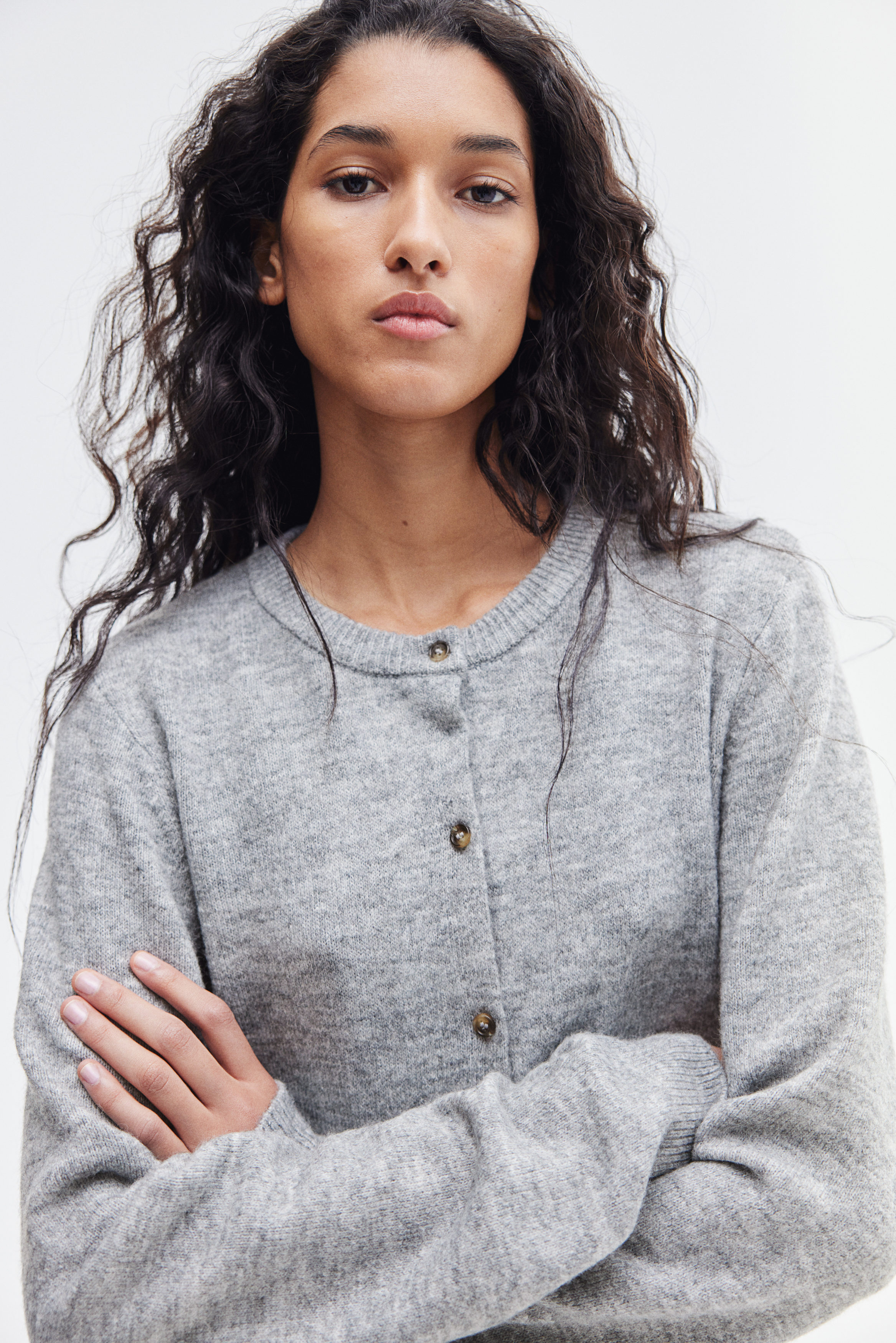Emma knit flare cardigan set グレー ANDMARY】Emma knit flare cardigan set