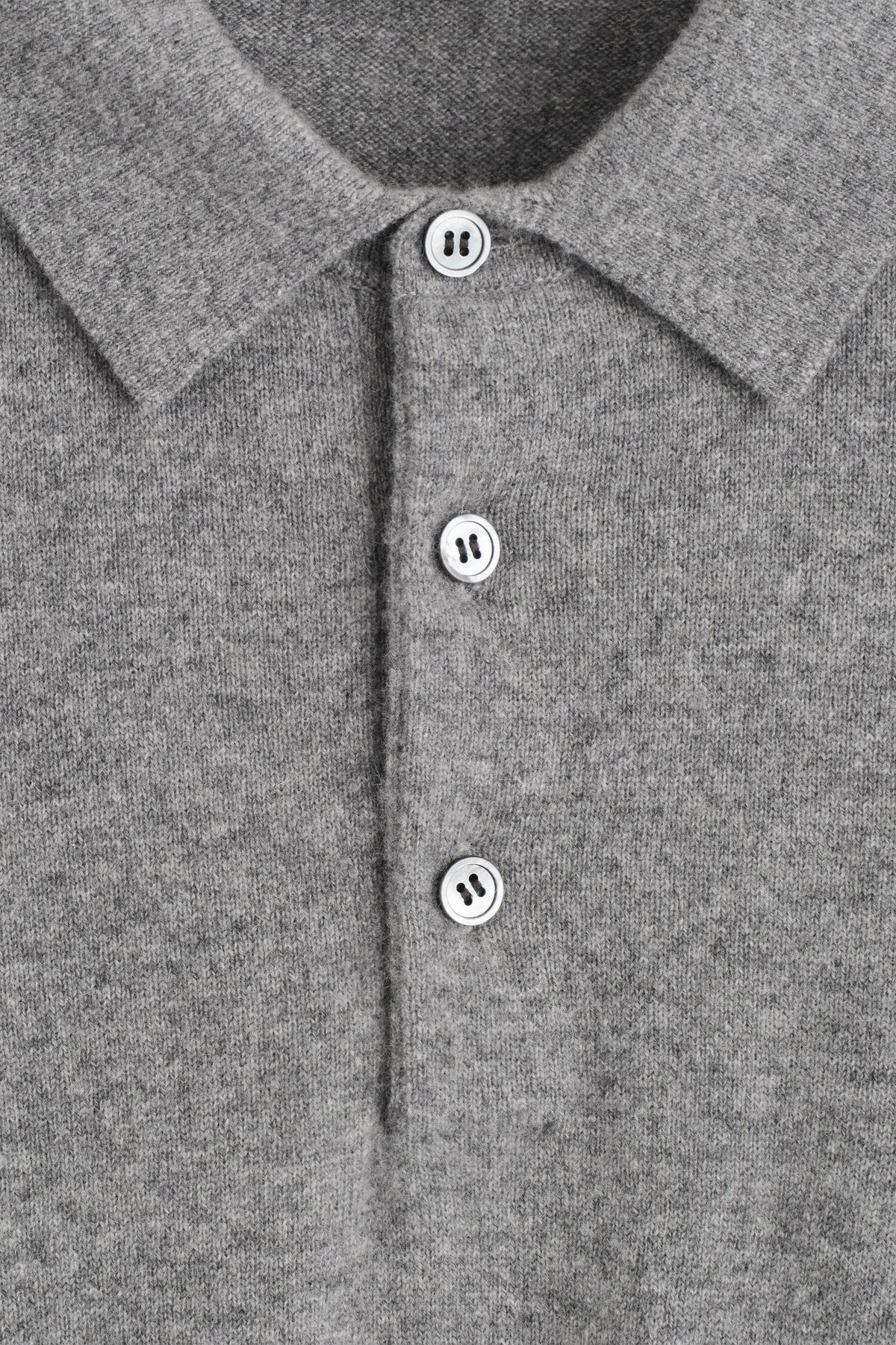 SEAMLESS PURE CASHMERE POLO SHIRT — Grey medium dusty