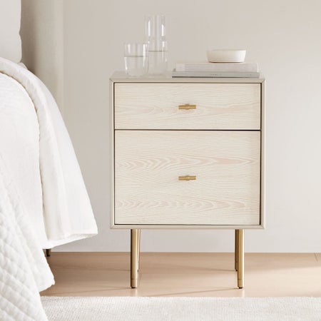Modernist Wood & Lacquer Nightstand - Winter Wood