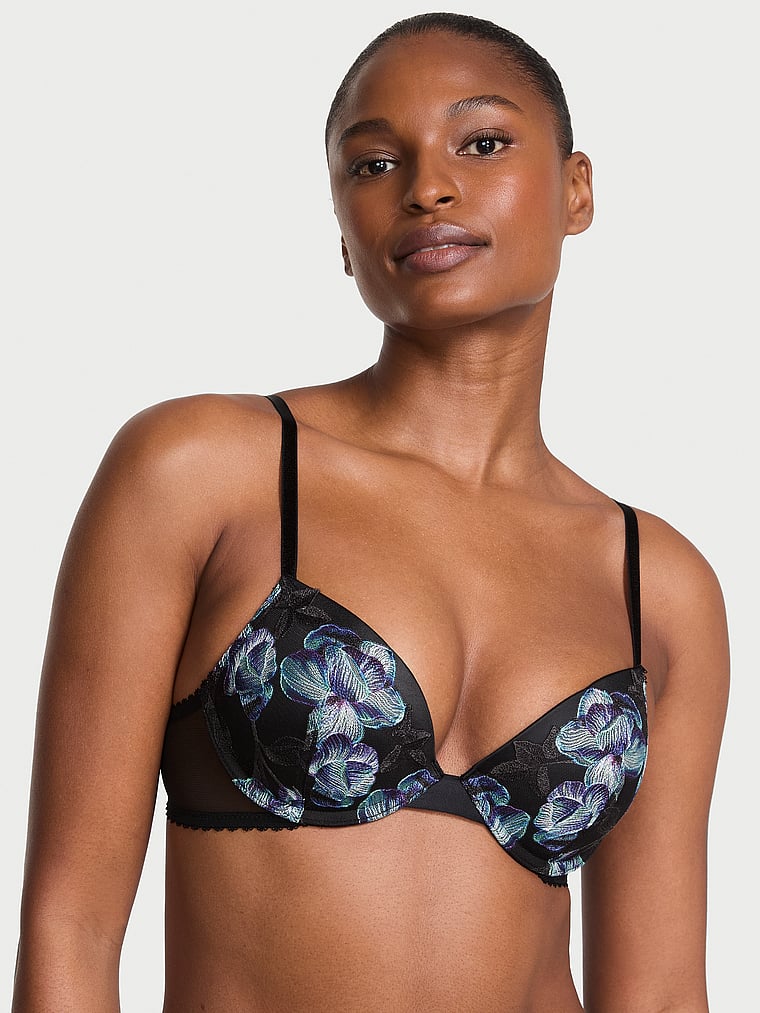 Electric Orchid Embroidery Push-Up Bra