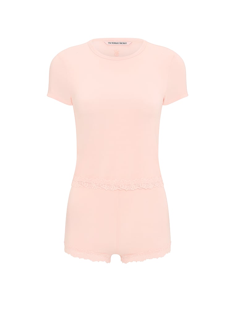 SoSoft™ Modal Lace-Trim Tee & Shortie Set