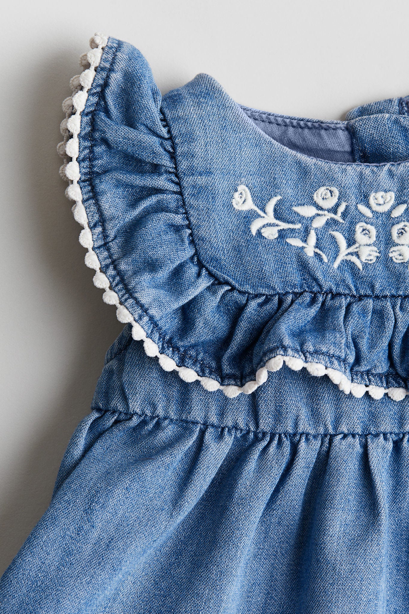 Embroidered denim dress best sale