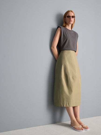 Cotton Rich Barrel Midi Skirt