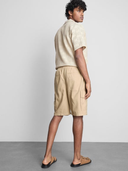 Linen Blend Cargo Shorts