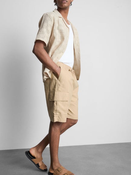 Linen Blend Cargo Shorts