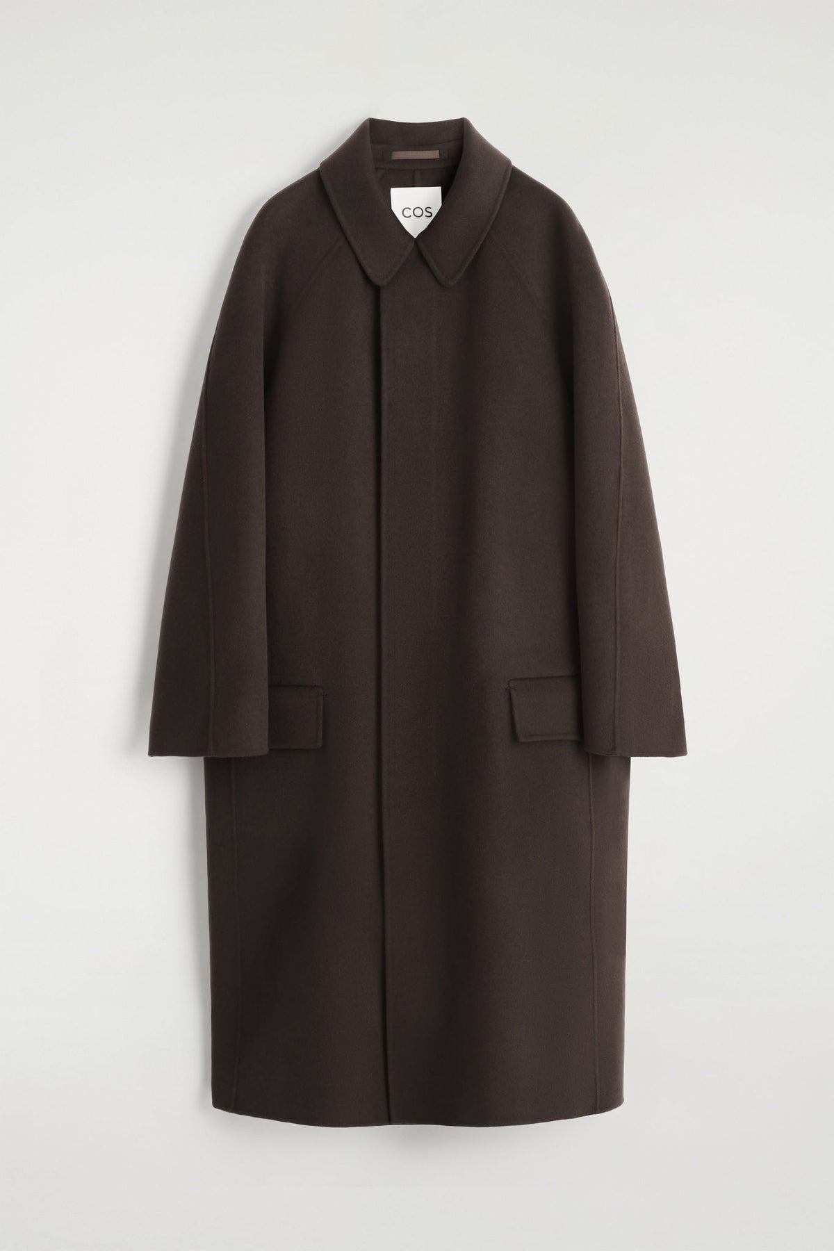 DOUBLE-FACED WOOL CAR COAT — Brown dark