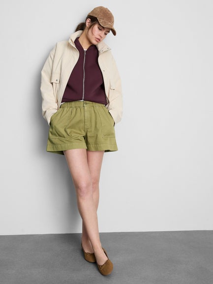 Cotton Denim Utility Shorts