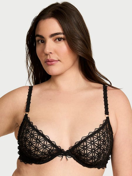 Very Sexy Geo Daisy Lace Unlined Low-Cut Demi Bra