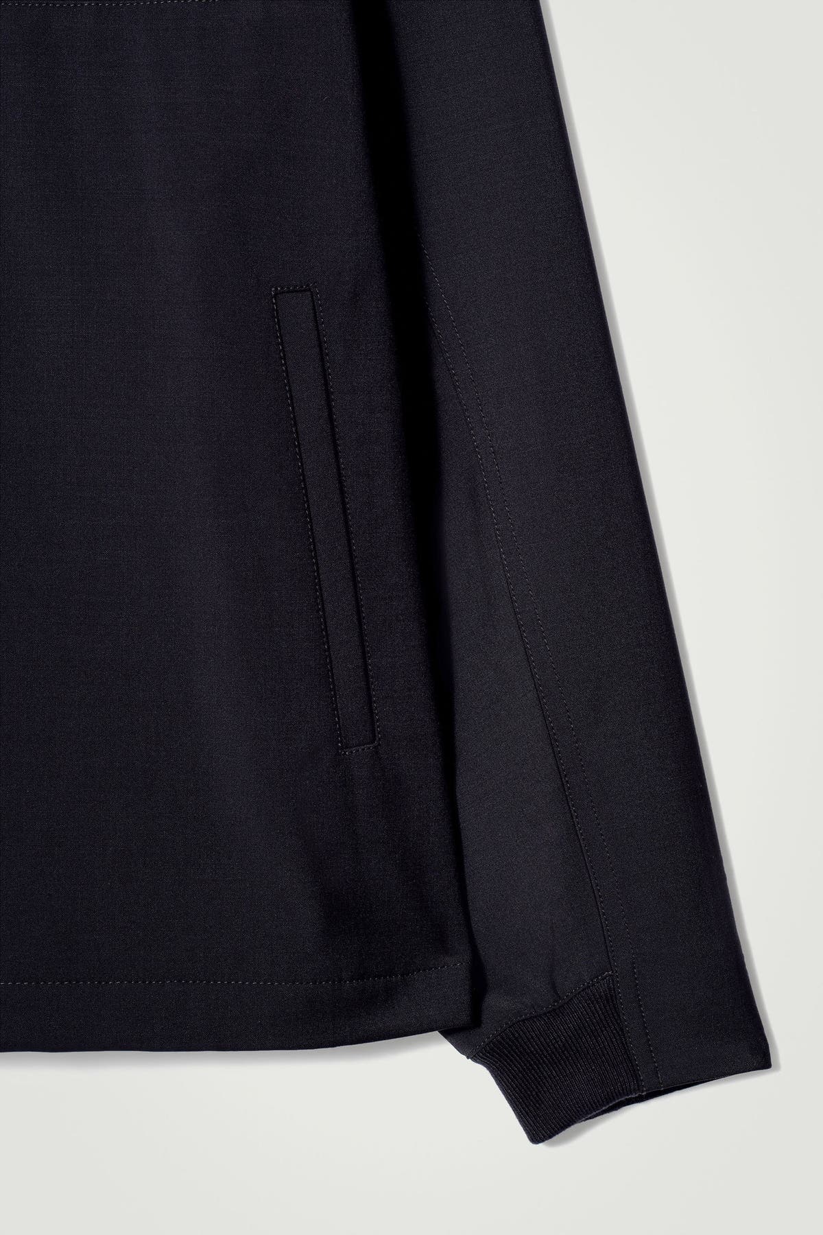 DOUBLE-FACED WOOL-BLEND HALF-ZIP JACKET — Blue dark