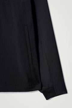 DOUBLE-FACED WOOL-BLEND HALF-ZIP JACKET — Blue dark 2