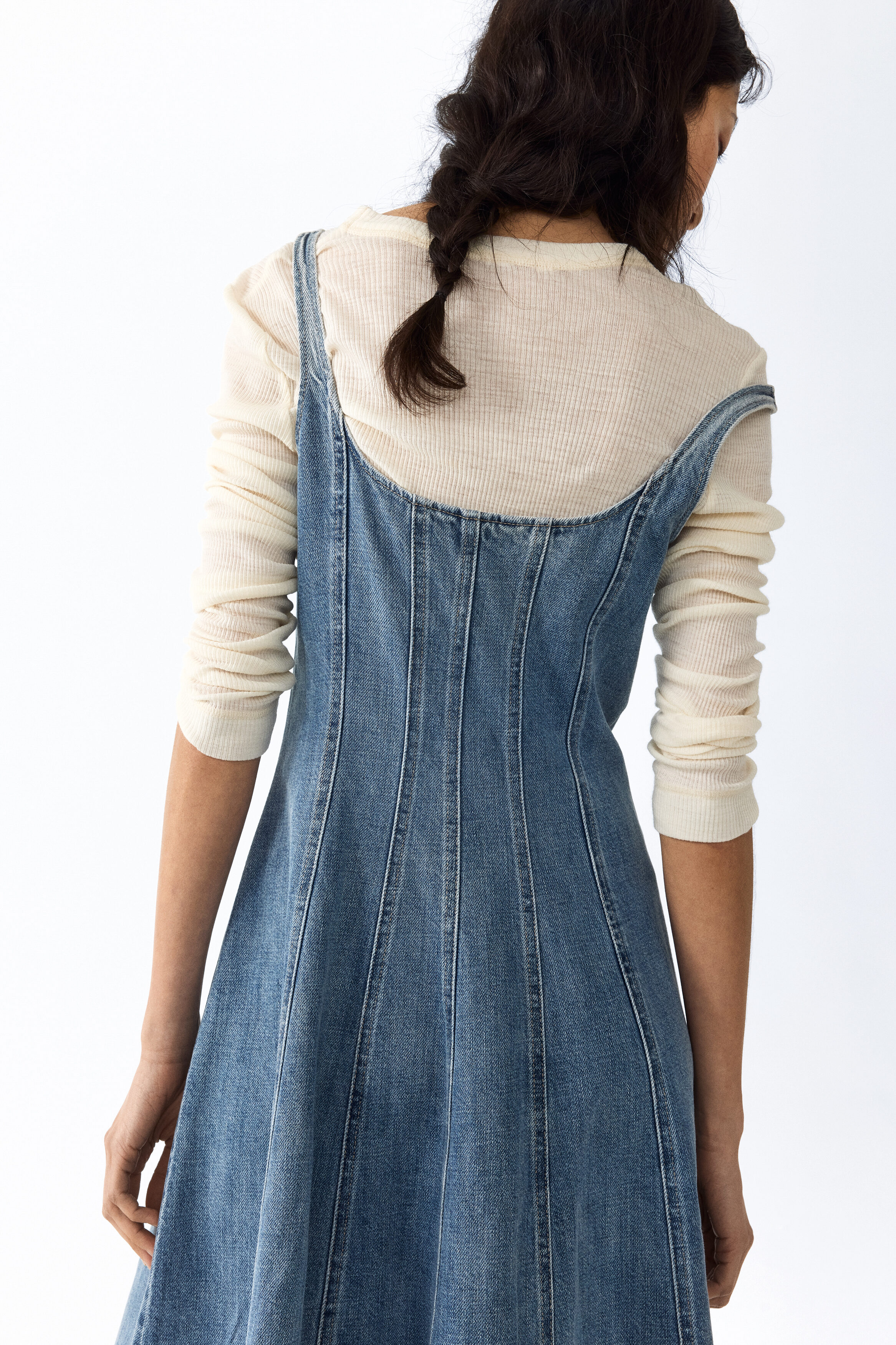 Button-front denim dress