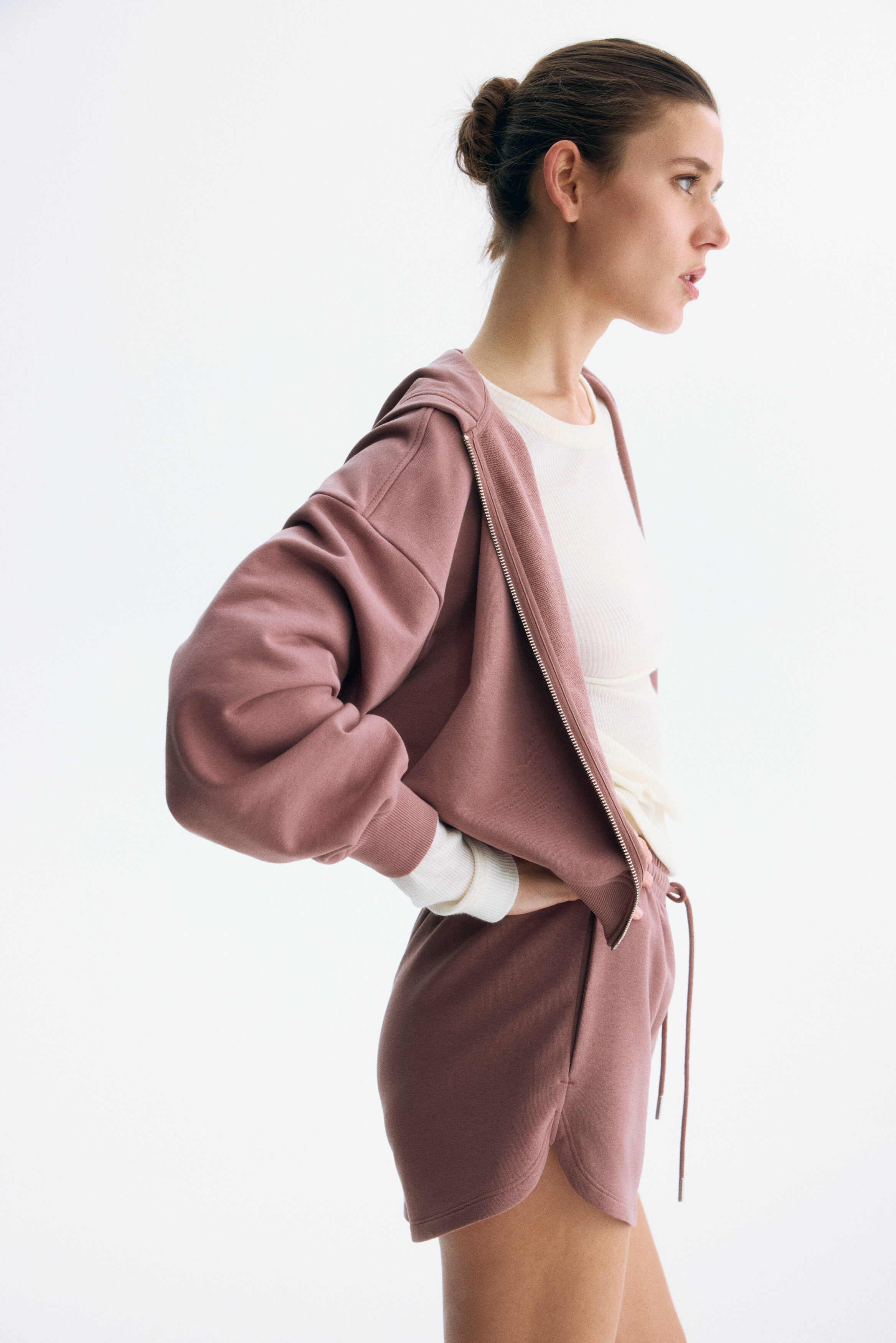Short zip-through hoodie