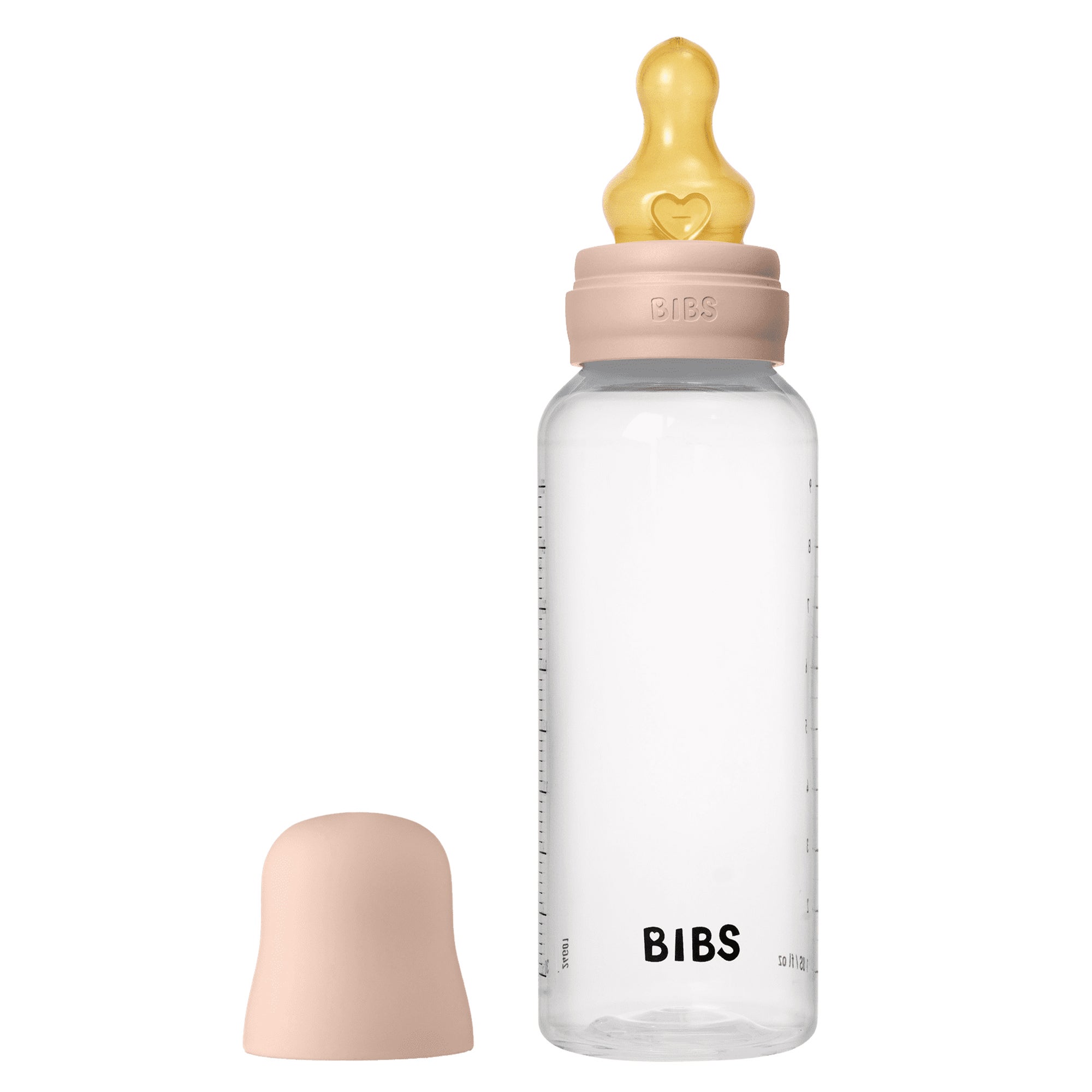 Bibs Baby Bottle Round Nipple Latex 1 Pack 270 Ml Medium Flow Blush