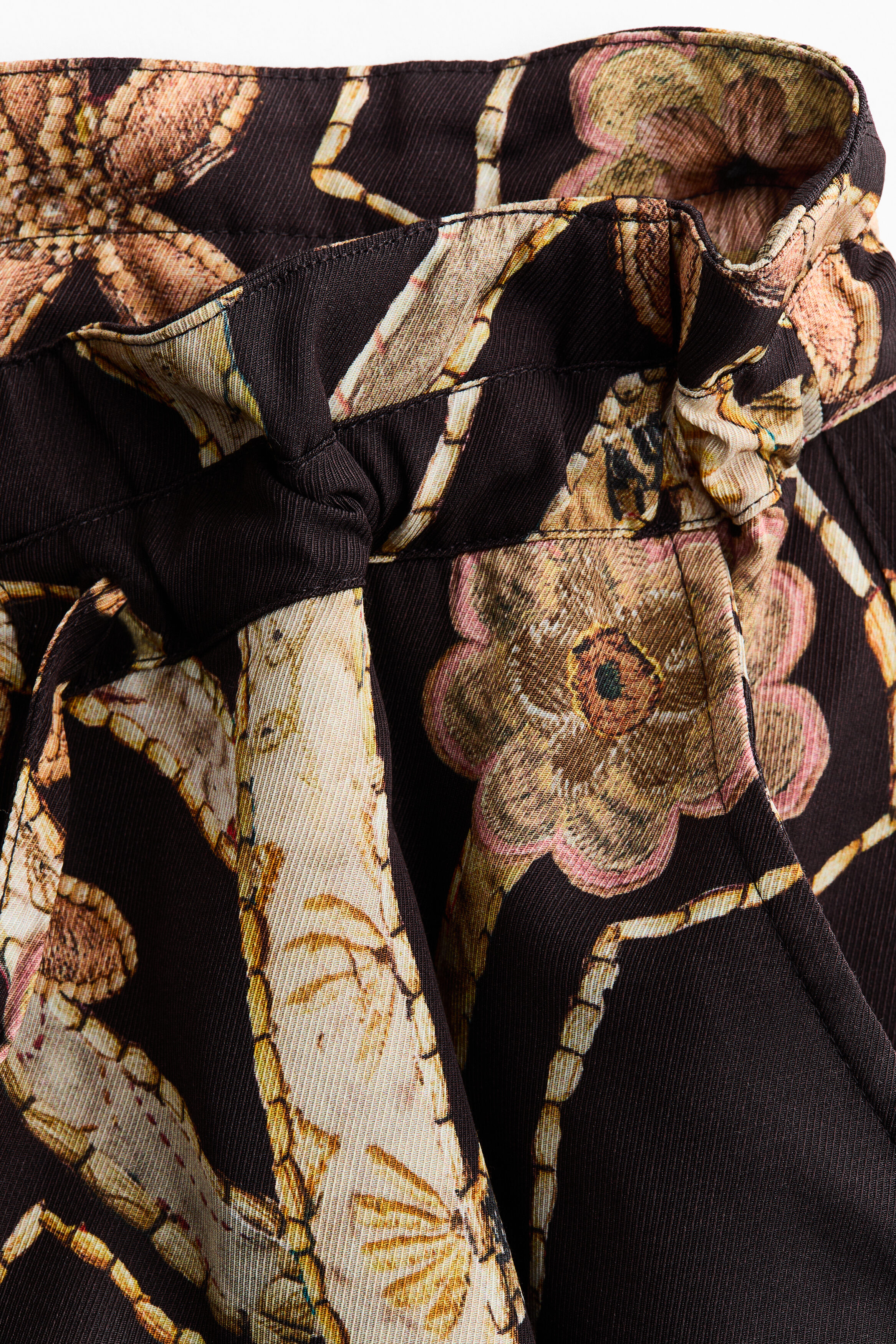Floral-print twill trousers