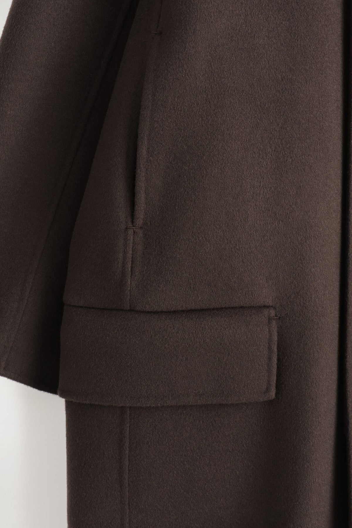DOUBLE-FACED WOOL CAR COAT — Brown dark