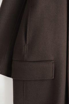 DOUBLE-FACED WOOL CAR COAT — Brown dark 2