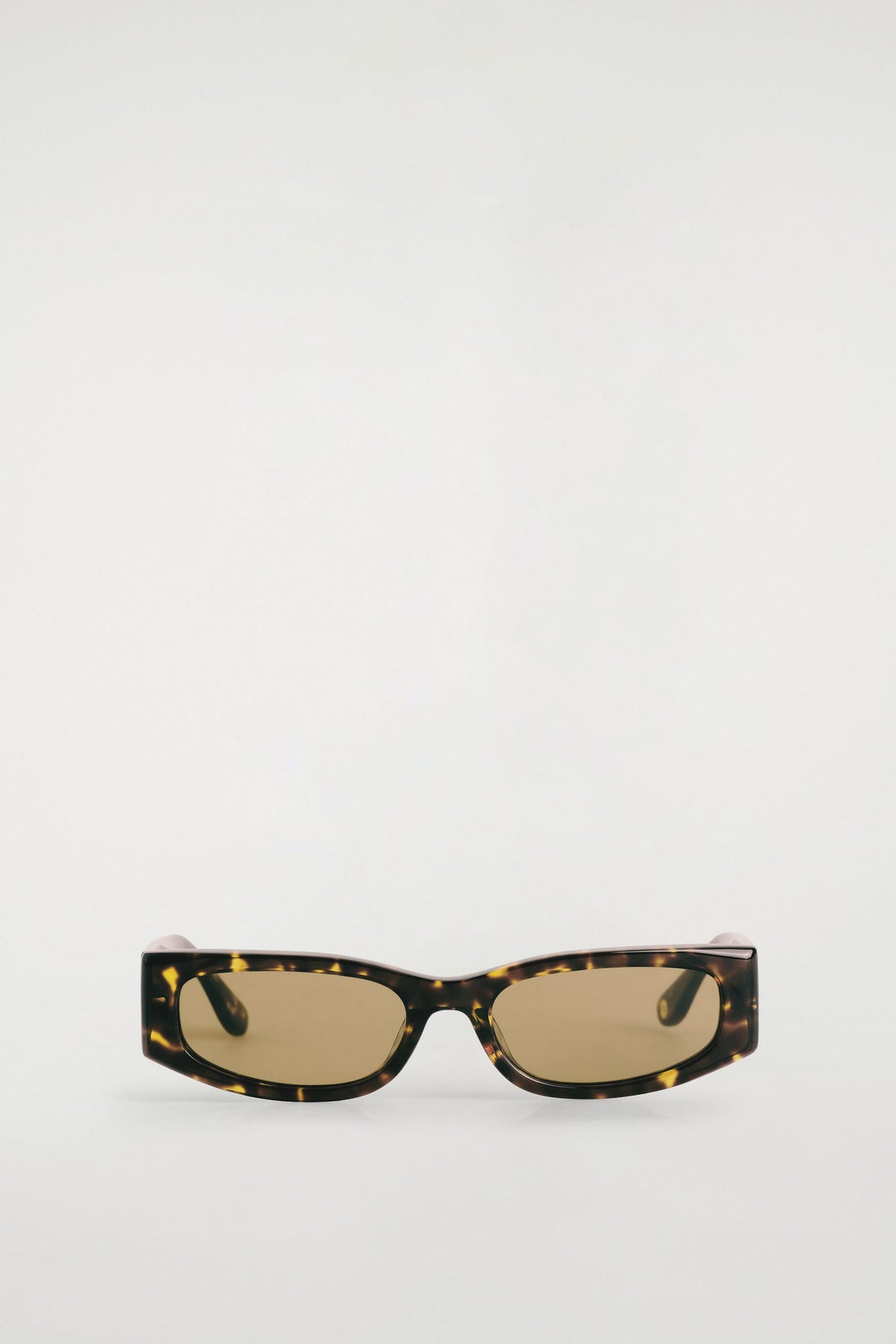 SLIM RECTANGULAR SUNGLASSES — Brown dark