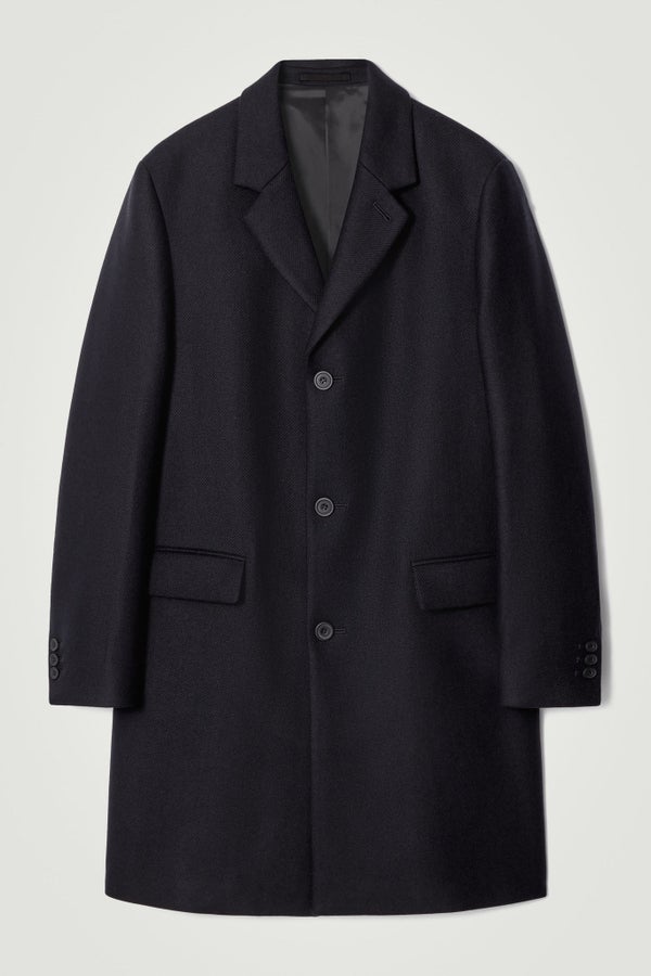 TAILORED WOOL-TWILL COAT — Blue dark