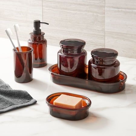 Apothecary Glass Bath Accessories - Amber Brown