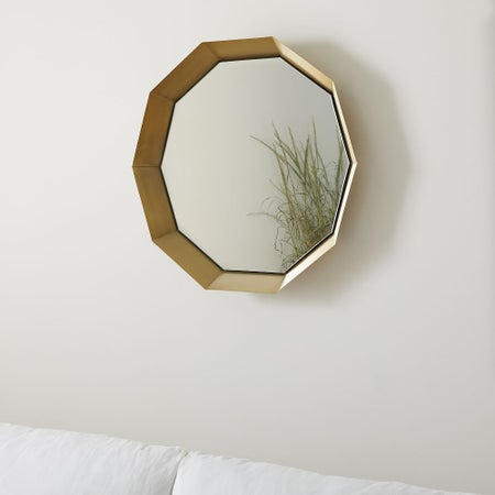 Decagon Brass Wall Mirror