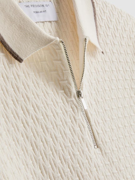 The Edit Textured Zip Polo Shirt