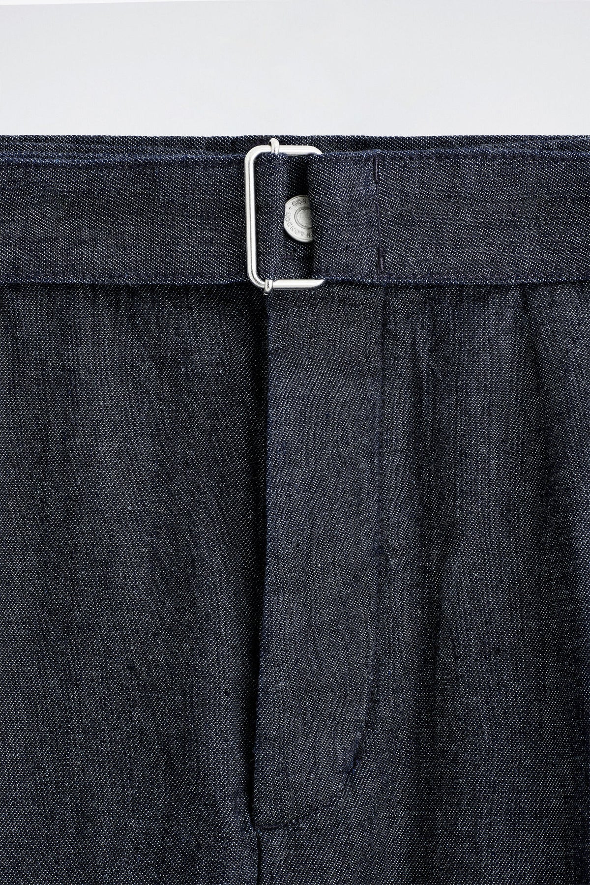 BELTED WIDE-LEG DENIM SHORTS — Grey medium dusty