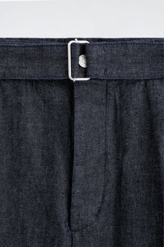 BELTED WIDE-LEG DENIM SHORTS — Grey medium dusty 6