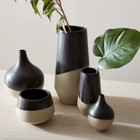 Half-Dipped Stoneware Vases - Slate Half-Dipped Stoneware Vases - Slate
