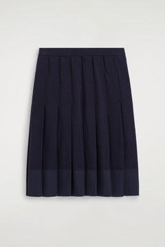 MERINO WOOL PLEATED MIDI SKIRT — Blue dark 7