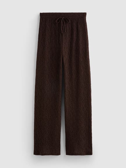 Crinkle Straight Leg Drawstring Trousers