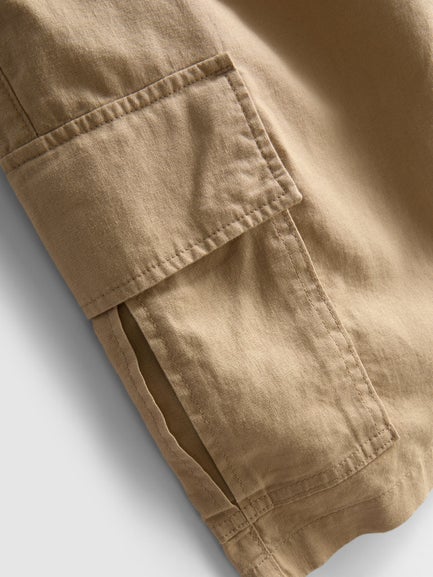 Linen Blend Cargo Shorts