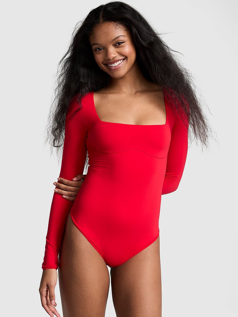 red bodysuit long sleeve