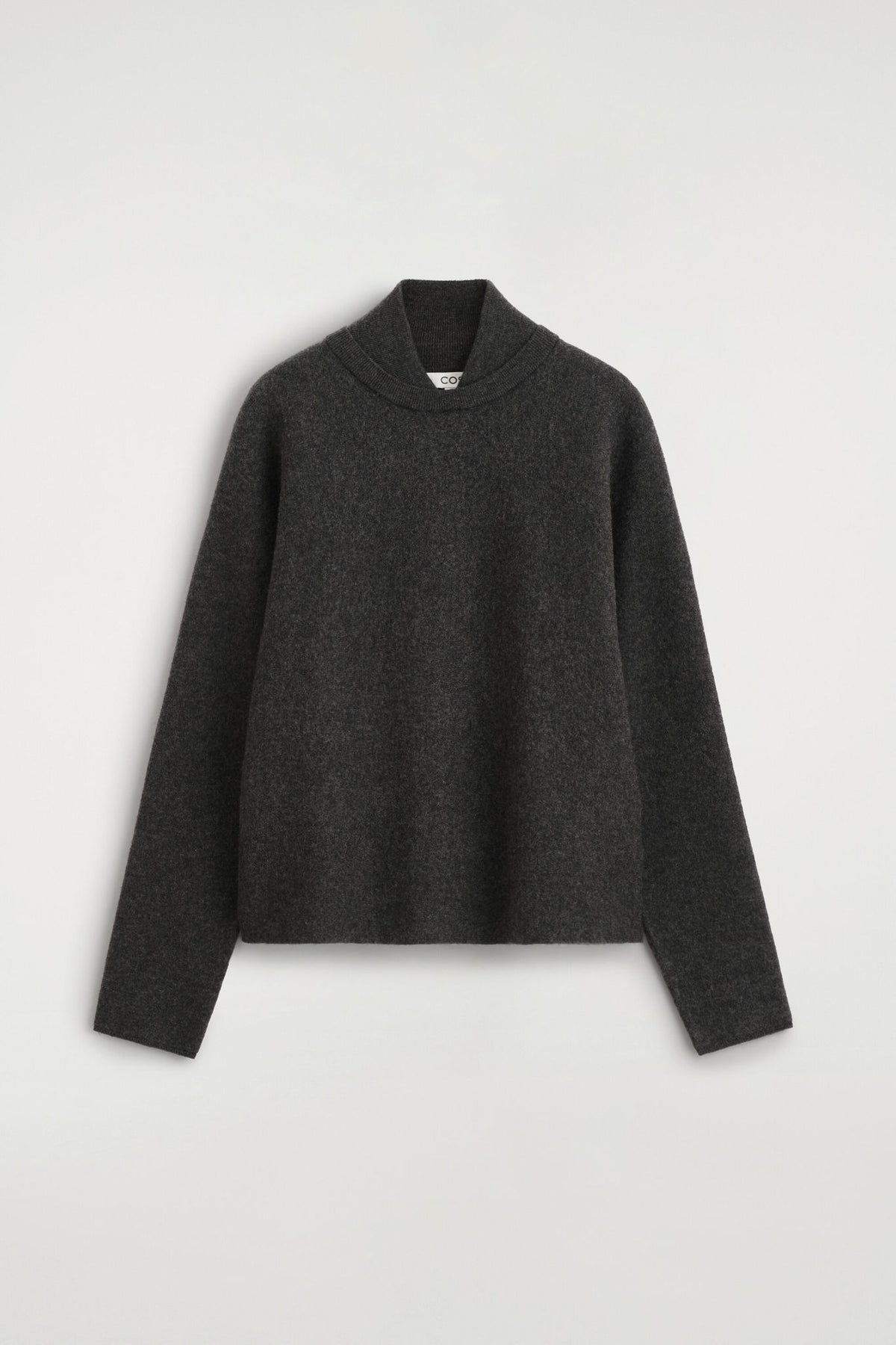 LAYERED-COLLAR BOILED WOOL JUMPER — Grey dark