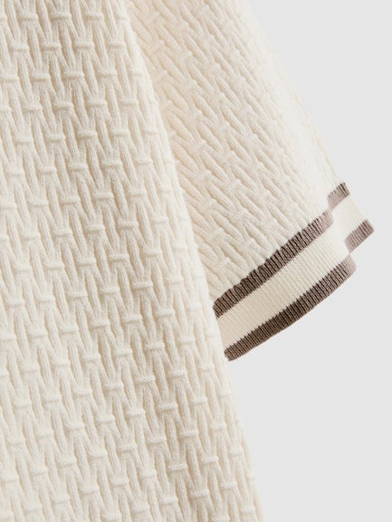 The Edit Textured Zip Polo Shirt