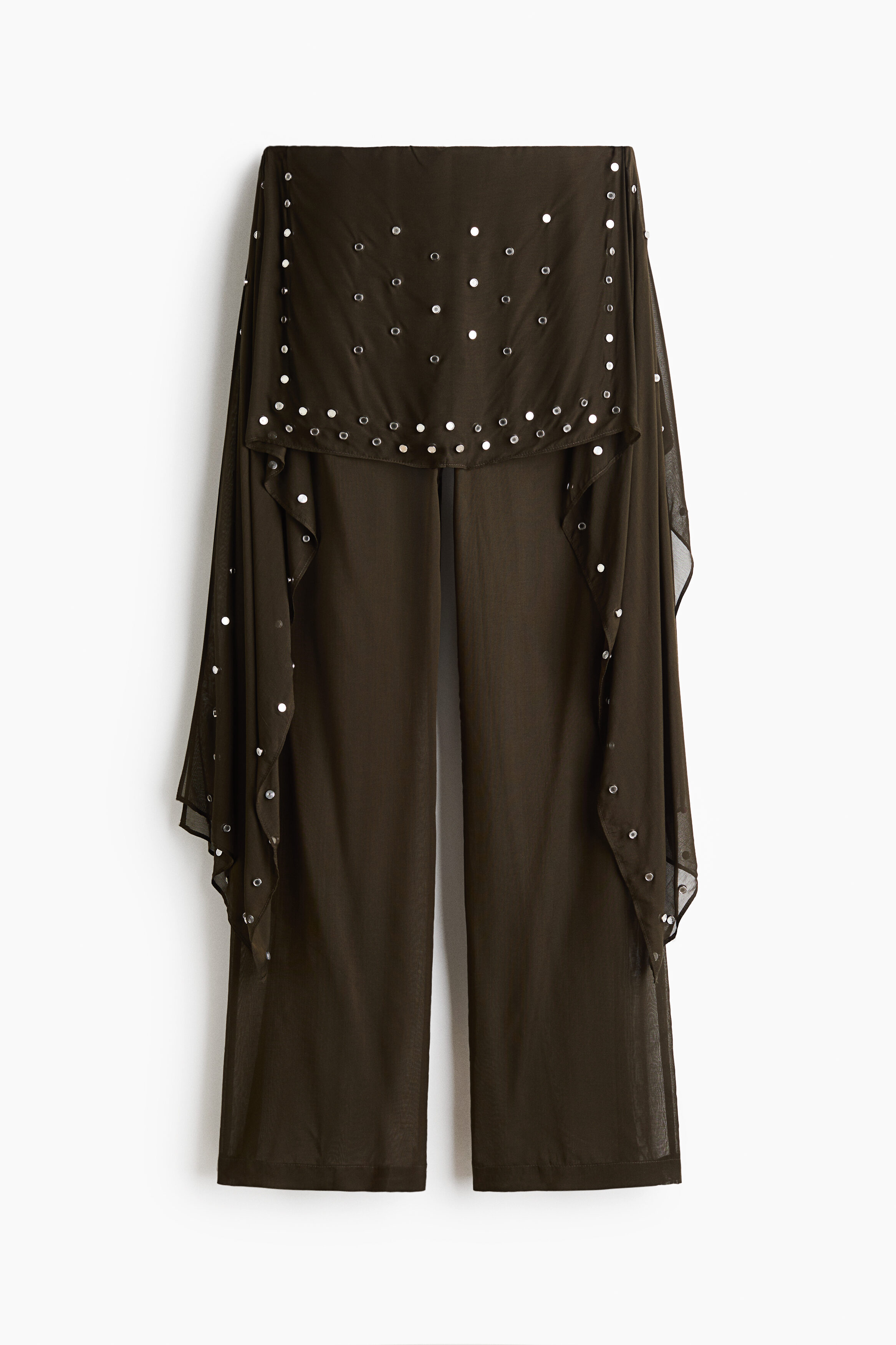 Studded skirt-layered trousers
