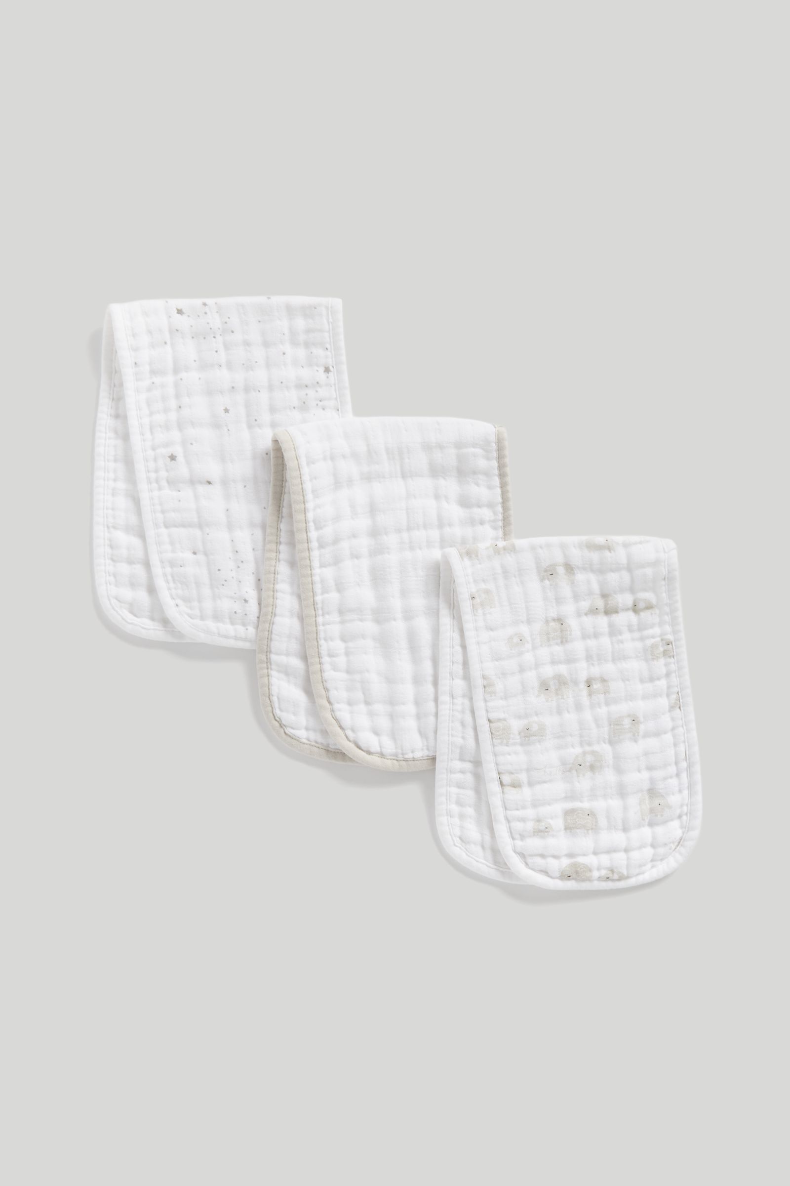 3 Pack Mothercare Elephant Burp Cloths