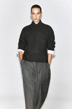 LAYERED-COLLAR BOILED WOOL JUMPER — Grey dark 3